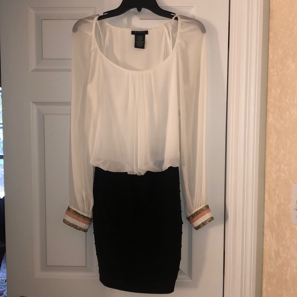 Long sleeve black and white dress